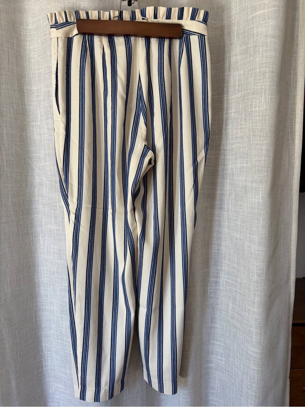 Express Cream and Blue Vertical Stripe Chinos